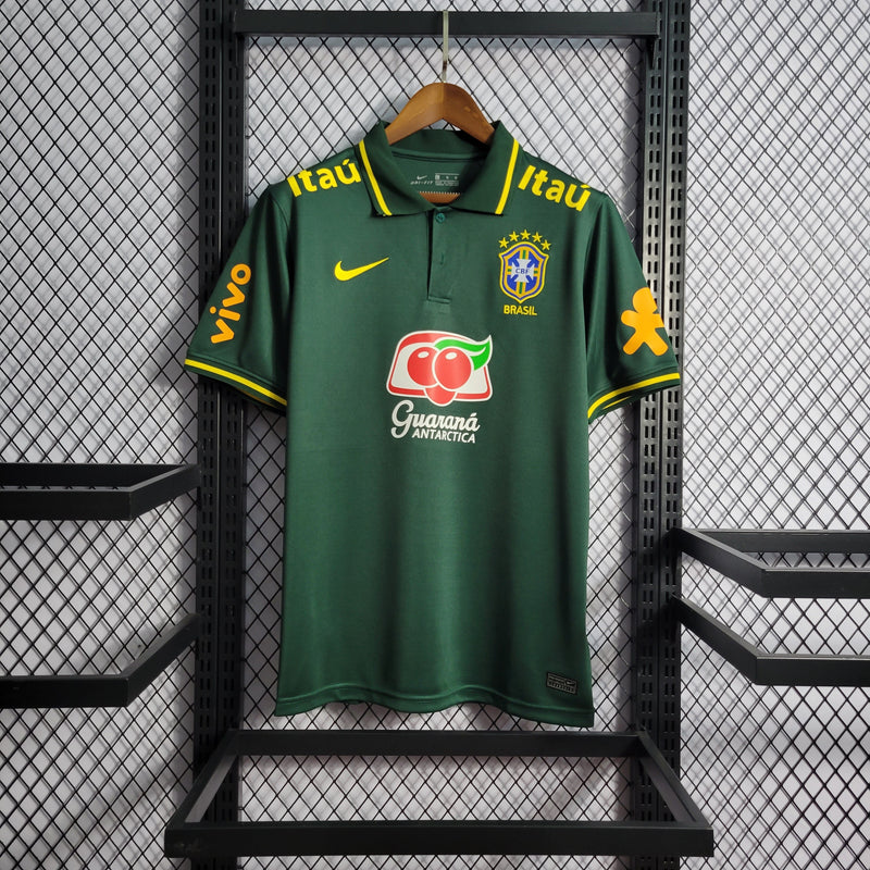 CAMISA DA SELEÇÃO DO BRASIL 22/23 POLO  VERDE ESCURO